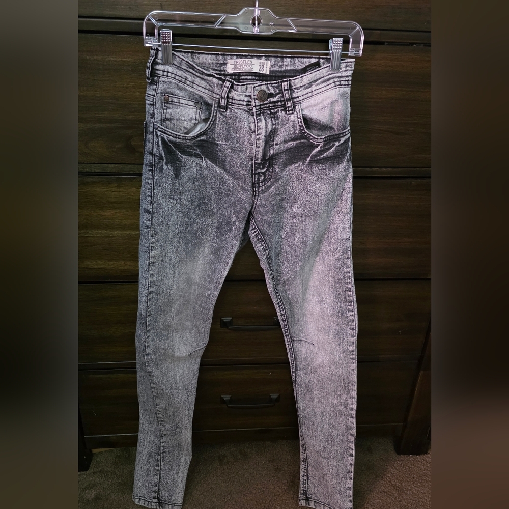 Acid Wash Skinny Jeans - Grey/Purple Fade